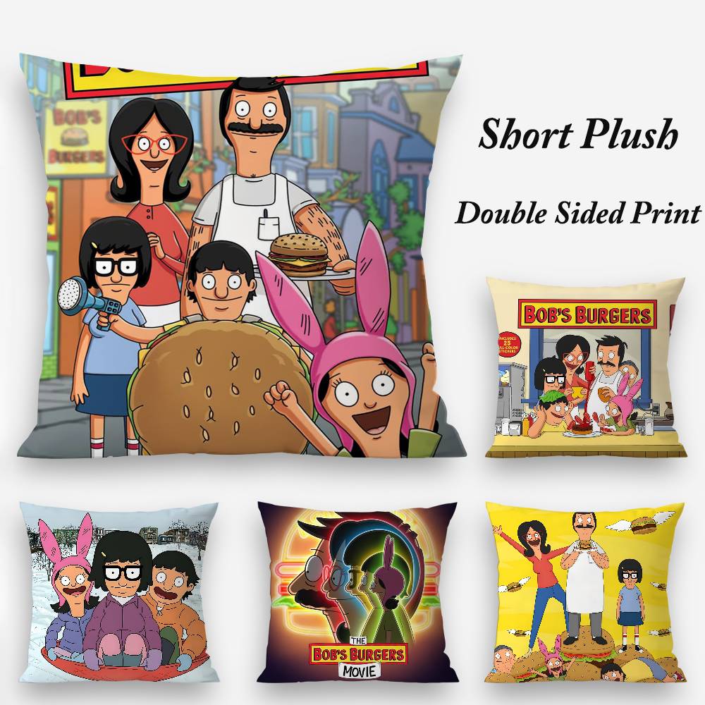 Cartoon B-Bobs B-Burgers Pillow Case Plush Fabric Soft Double Sided Print Sofa Cushion Cover Throw Pillow Covers