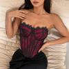 Sexy rückenfreies Korsett-Bandeau-Top mit Spitzenbesatz und Hakenverschluss