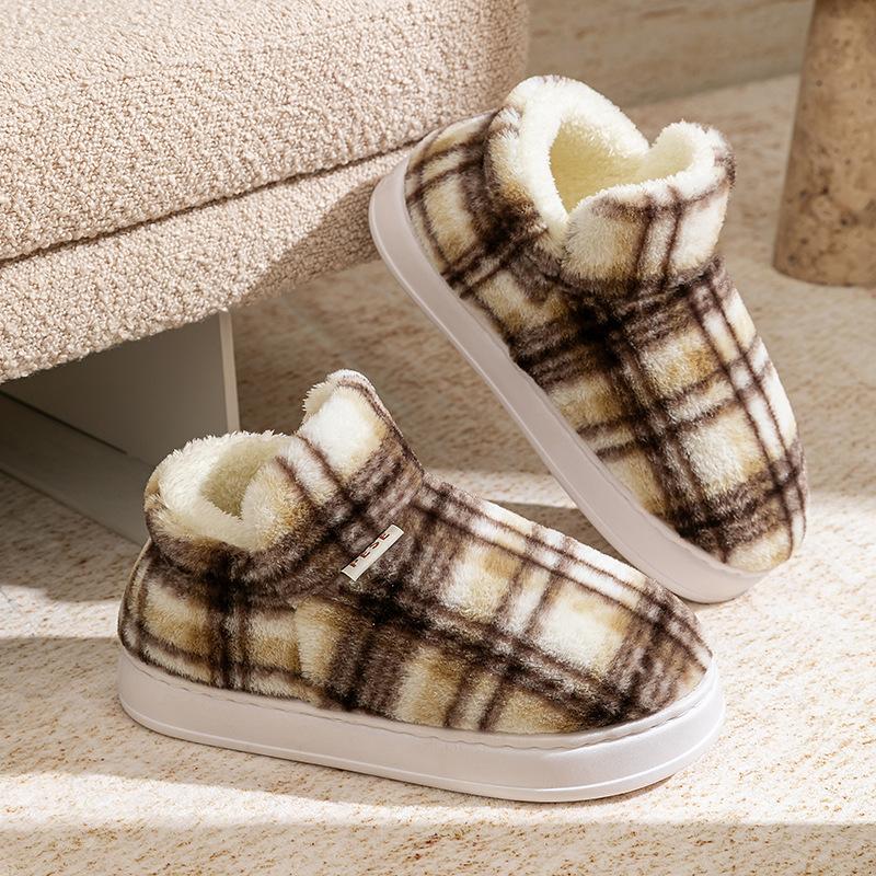 Home cotton shoes winter indoor household thermal shoes couple platform comfortable velvet shoes