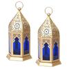 Beautiful Home Decorative Lantern Lamp Candle Holder Hanging Lantern Tealight Holder for Diwali Decorative Metal Candle Holder (Silver -Sky Blue