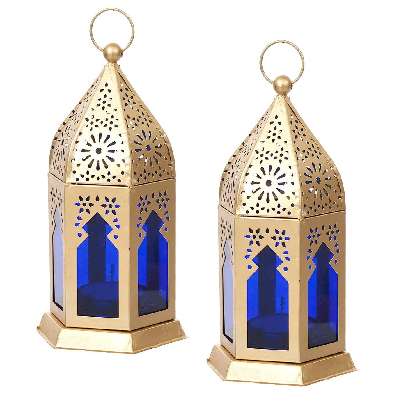 

Красивый домашний декоративный фонарь, подсвечник, подвесной фонарь, подсвечник для чайной свечи для Дивали, декоративный металлический подсвечник (Серебристый - Небесно-голубой