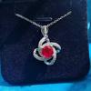 Maldives four-leaf clover sapphire necklace open ring necklace pendant jewelry set