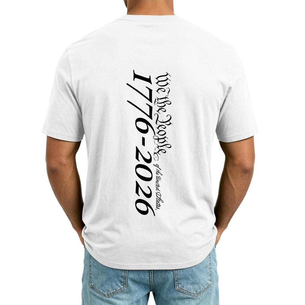 Men’s V Neck Short Sleeve T Shirt with 1776 Print Casual Loose Fit Top with Chest Pocket Suitable for Everyday Wear
