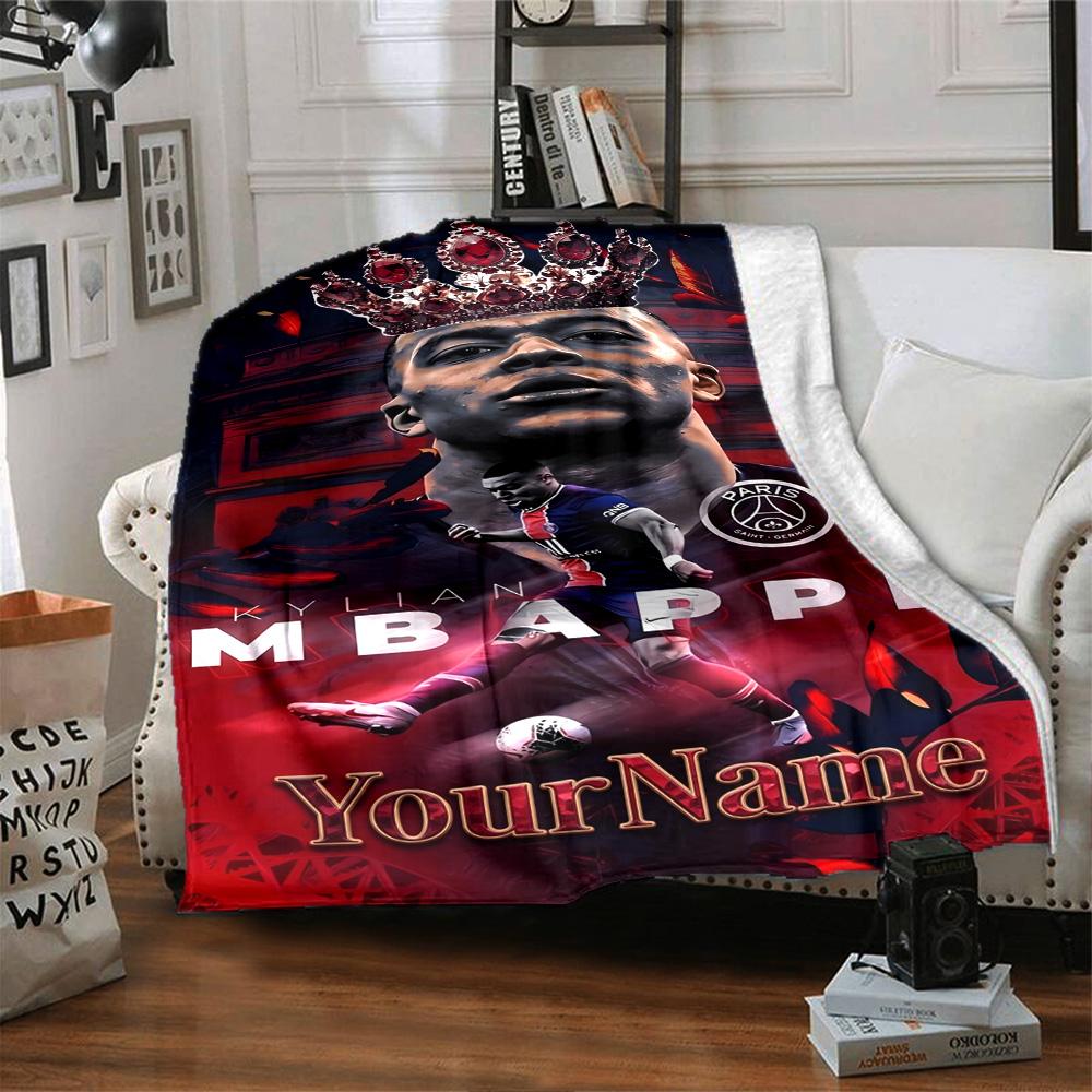 Mbappe Personalized Text Blanket Multi-purpose Customizable Blanket Soft & Cozy Perfect for Home Decor Picnics Seaside Bedding for All Occasions
