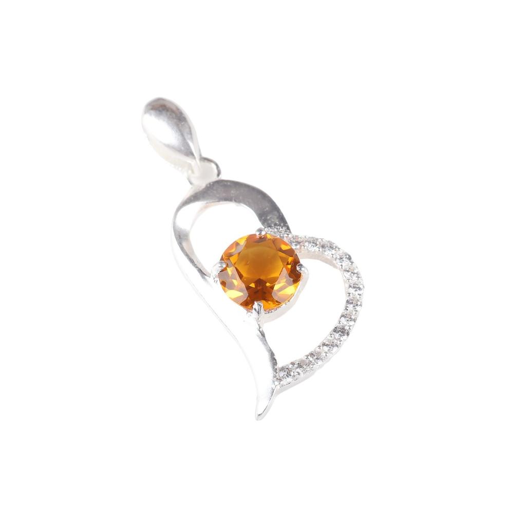 Citrine Gemstone 925 Sterling Silver Jewelry Zircon Pendant 1.37" Wedding Gift CZP-5-5