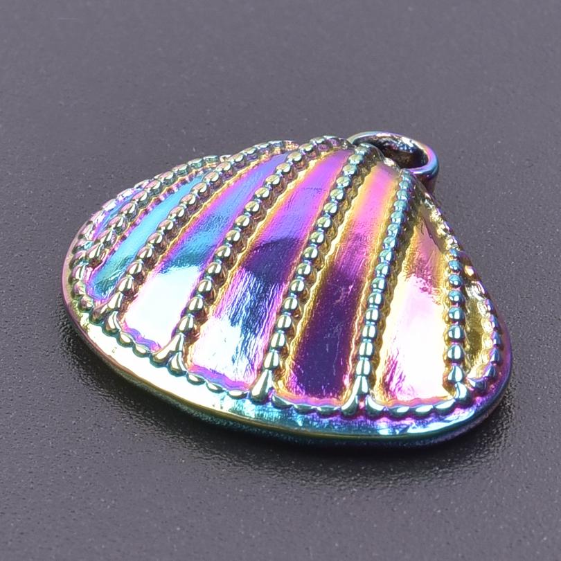 5pcs Color Chameleon Fish Tail Pendant Stainless Steel Charm Diy Jewelry Making Supplies Woman Shell Necklace Charms Accessories