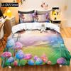 Bettbezug-Set mit Aquarell-Pilzmotiv, Wilder Wald, verschiedene Pilz-Bettwäsche-Sets, fantastische Landschaft, Bettbezug für Kinder und Erwachsene