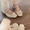 Damenschuhe Frühling Sommer Lässig Slipper runde Zehe Knoten Mittelhoch Absatz Modisch Vielseitig Leicht Mündung Freizeitschuhe