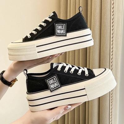 Modische Damen-Canvas-Schuhe mit dicker Sohle Modischer Plateau-Sneaker Atmungsaktive Freizeitschuhe für Damen Schnürschuhe Vulkanisierte Schuhe Zapatos Mujer