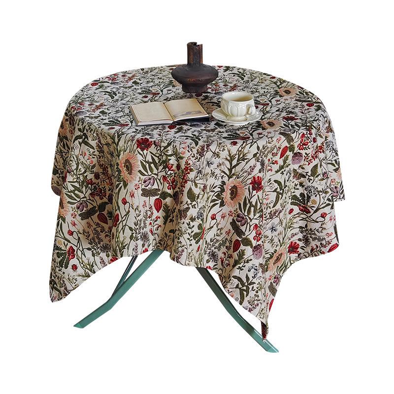 Retro Tablecloth Jacquard Premium Dining Table Cover Towel Round Table Coffee Table Rectangular Tablecloth Household Pastoral Cover