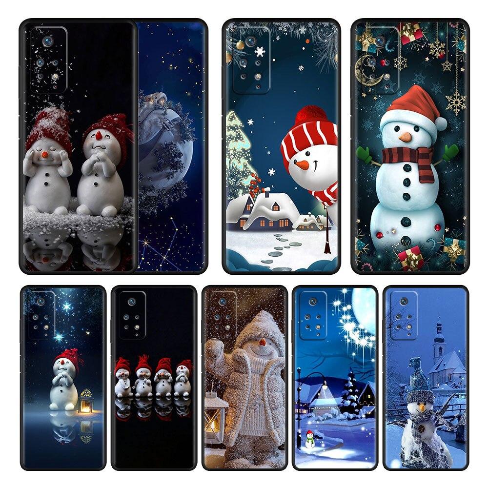 

Чехол для Xiaomi Redmi Note 11T 11S 11 10 8 Pro 9 9S 9T 8T для Mi 10 8 9A 9C 10C K40 K50 в виде ракушки, рождественский милый маленький снеговик