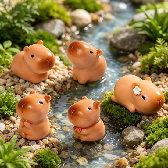 12 Stück Mini-Capybara-Figuren Niedliche winzige Capybara Harz-Ornamente Miniatur