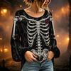 Women's Round Neck Long Sleeve Halloween Print Blouse Top for Party Wear
