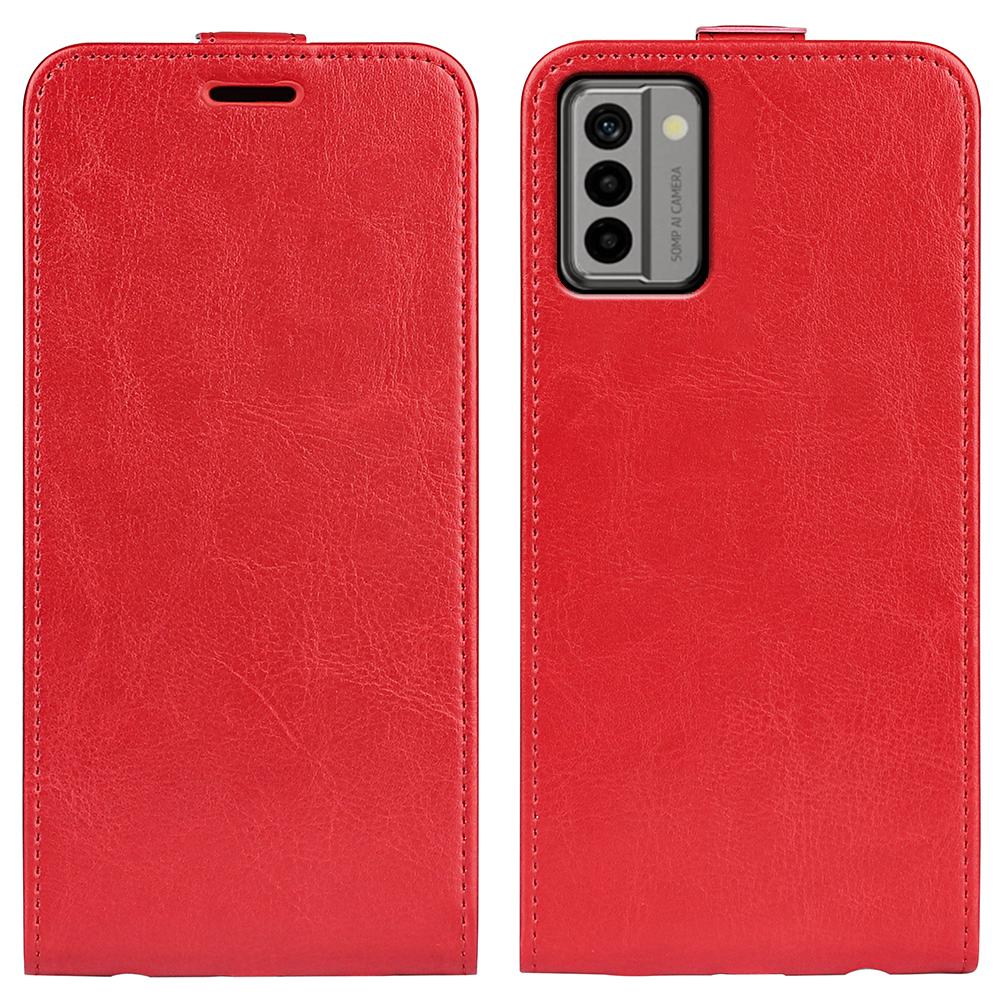

For Nokia G22 Card Holder Vertical Flip Phone Case Crazy Horse Texture Shockproof PU Leather Cover Red