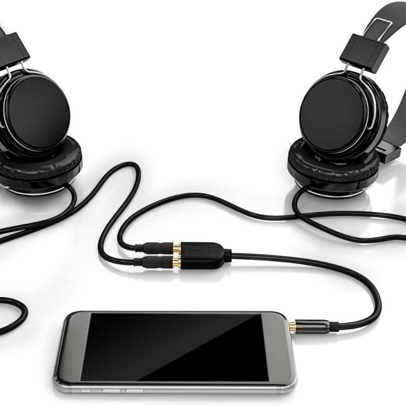 3.5mm Audios Splitter Extension Cable 3.5mm Male to 2 Female Port Stereo Y Splitter Sound Headphone Converter Cord