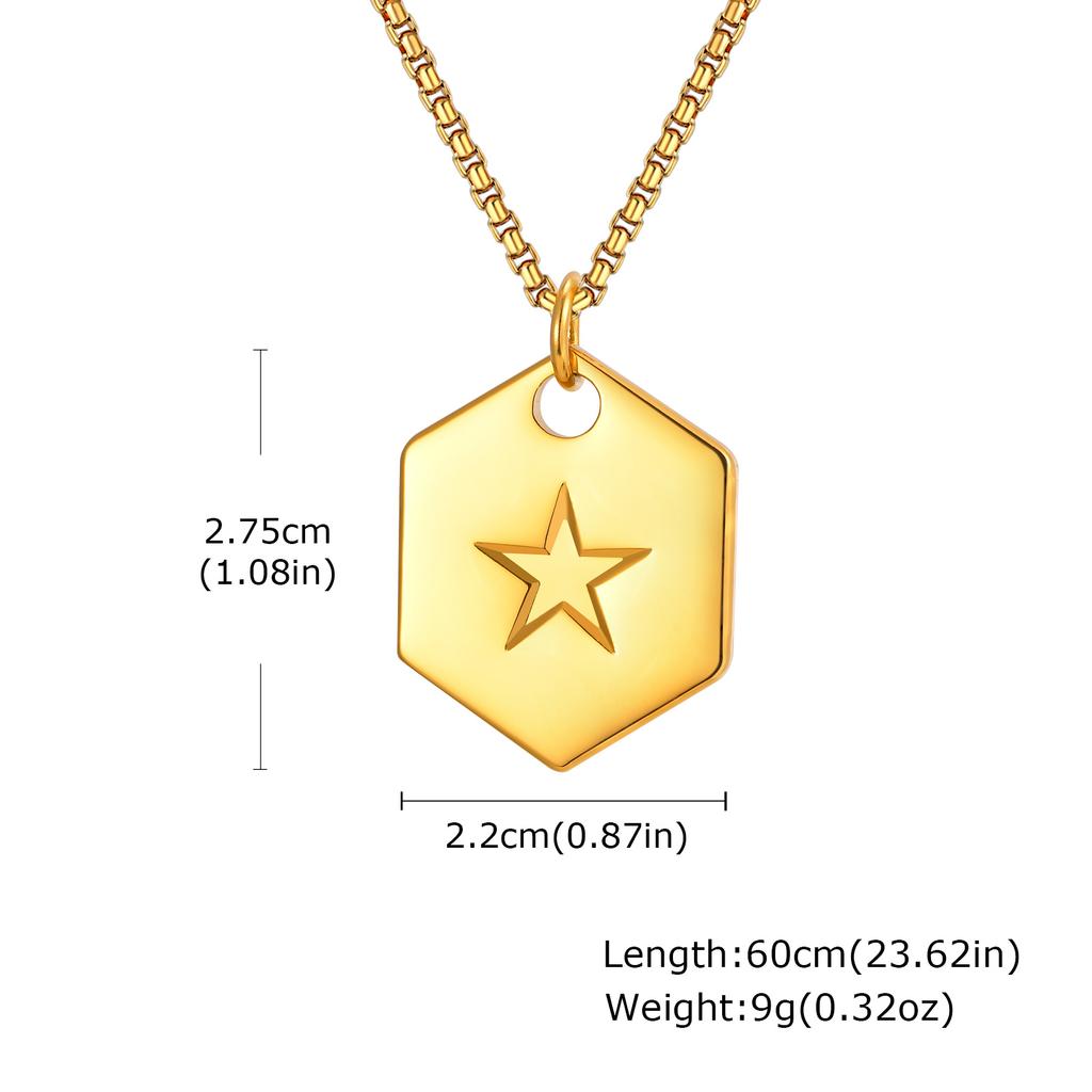 Vnox 60cm Stylish Dog Tag Pendant Neckalce for Men, Stainless Steel Geometric Box Chain Necklace, Birthday Graduate Father Gift