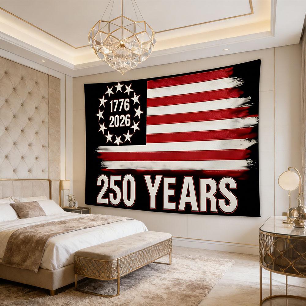 America 250th Anniversary Vintage Flag Tapestry Patriotic 17762026 Print Polyester Wall Hanging for Living Room Decor