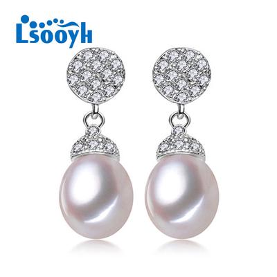 LSOOYH Natural Freshwater Pearl Earrings Fashion Bohemia Luxury Wedding Long Earrings For Women
