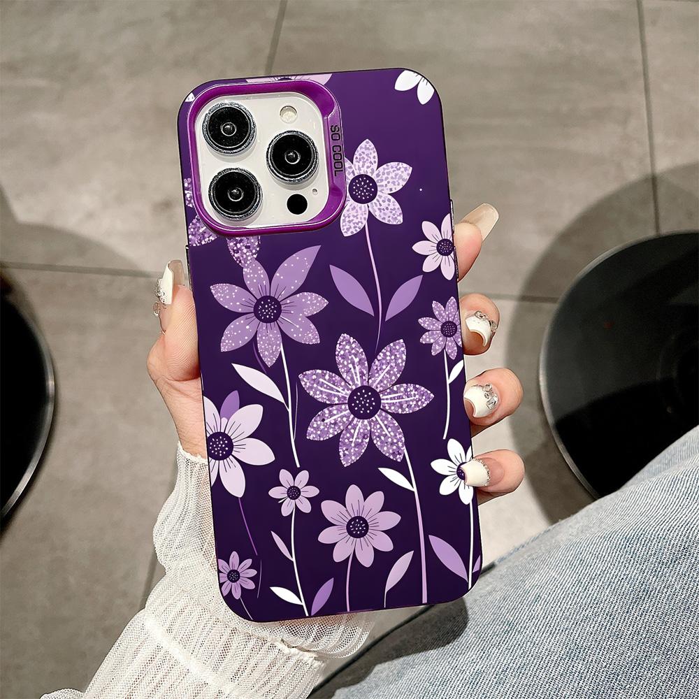 Flowers Art Purple Translucent Mobile Phone Case For IPhone 17 16 E 15 14 13 12 11 Pro Max 14 15 Plus 17 Air Colorful Hard Cover