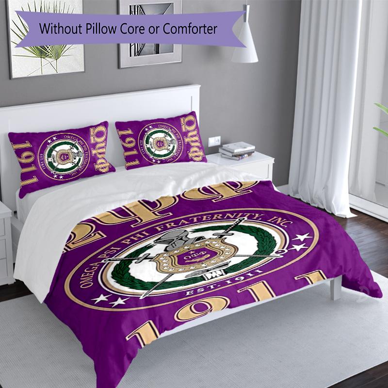 3pcs Omega Psi Phi logo1 pattern bedding set duvet cover set includes duvet cover &pillowcases, perfect all season bedroom decoration & gift