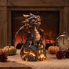 Büroschreibtisch-Ornament Leuchtende Drachenfigur, Harz Gotische Burgstatue, Dekorative Mythische Kreatur Modell Fantasy für Zuhause, Tisch, Tischdeko