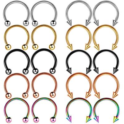 Nosní obruč z titanové oceli ušní cvoček přepážka na rty labret prsten Tragus body šperky piercing Sexy klikr na chrupavku z chirurgické oceli bezešvé s panty
