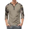 Top Masculino de Manga 3/4 Raglan Contrastante com Botões