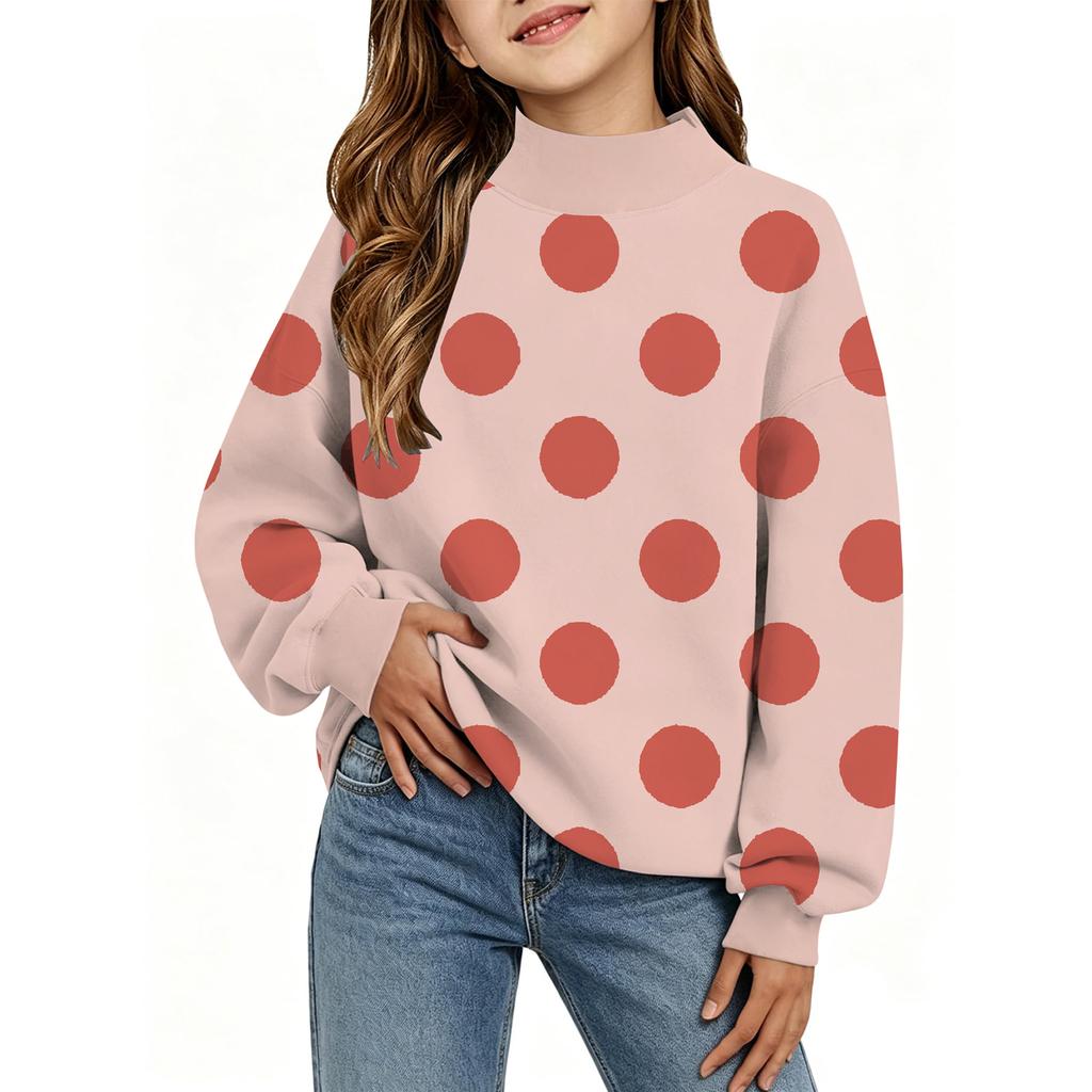 Kids Printed Neck Long Sleeve Raglan Sweatshirt Lightweight Casual Top