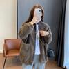 Women's Lamb Wool Fleece Loose Cardigan Top Versatile Warm Autumn Winter Sweatshirt Thickened Jacket