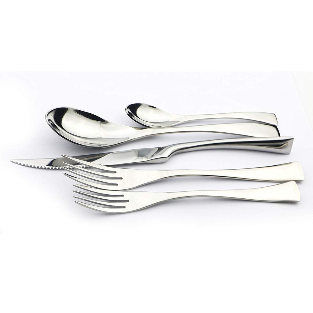 5/20 Stuks Zilveren Bestekset 18/10 Roestvrij Staal Gouden Servies Getand Mes Vork Lepel Bestek Eten Tafelgerei Dropship