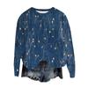 Women's Fashion Round Neck Pullover Top Long Sleeve Tee Printed Sweatshirt