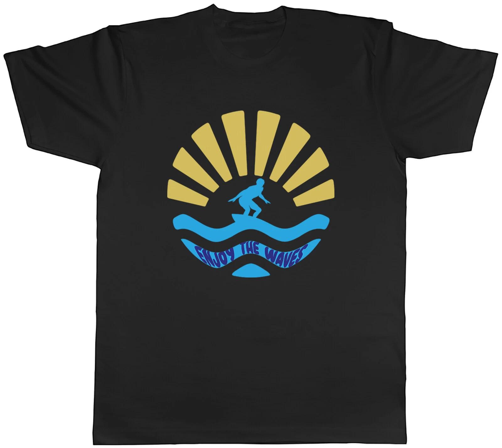 Enjoy the Waves Mens T-Shirt Surfer Surfing Board Tee Gift S