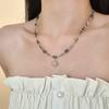 Titanium Steel Octagonal Star Natural Stone Dopamine Colored Bead Necklace, A Unique Collar Chain for The Petite.