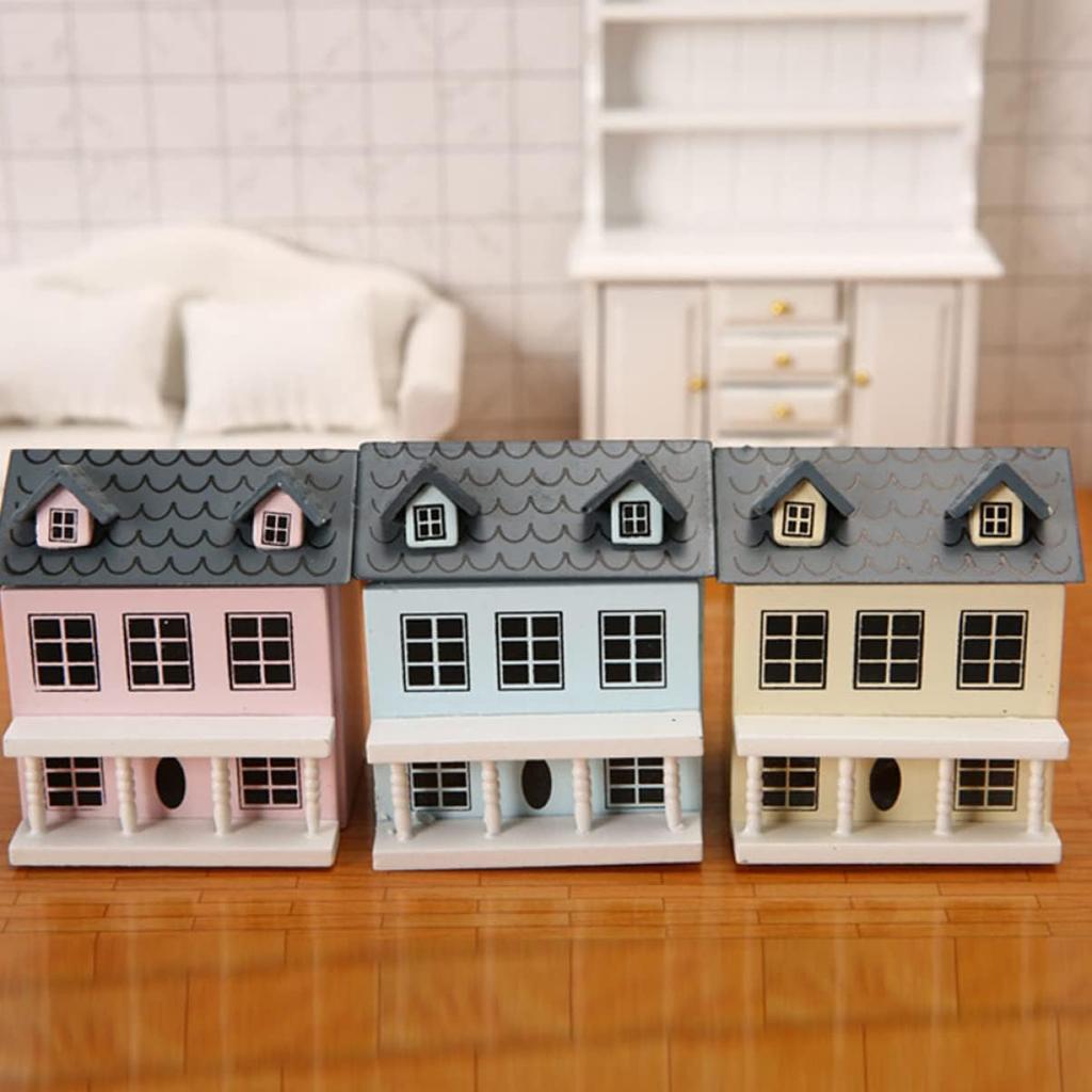 Toyvian Miniature Wooden Dollhouse Kit - Christmas Village Houses & Tiny Toy House Model