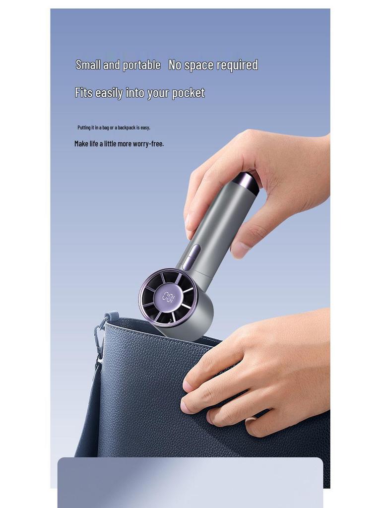 100-Speed USB Rechargeable Bladeless Handheld Fan with Stepless Control