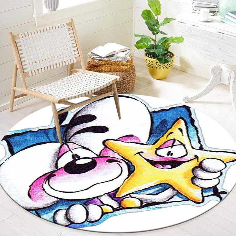 Diddl Round Area Rug,Carpet Rug for Living Room Bedroom Sofa Playroom Decor,Non-slip Floor Mat