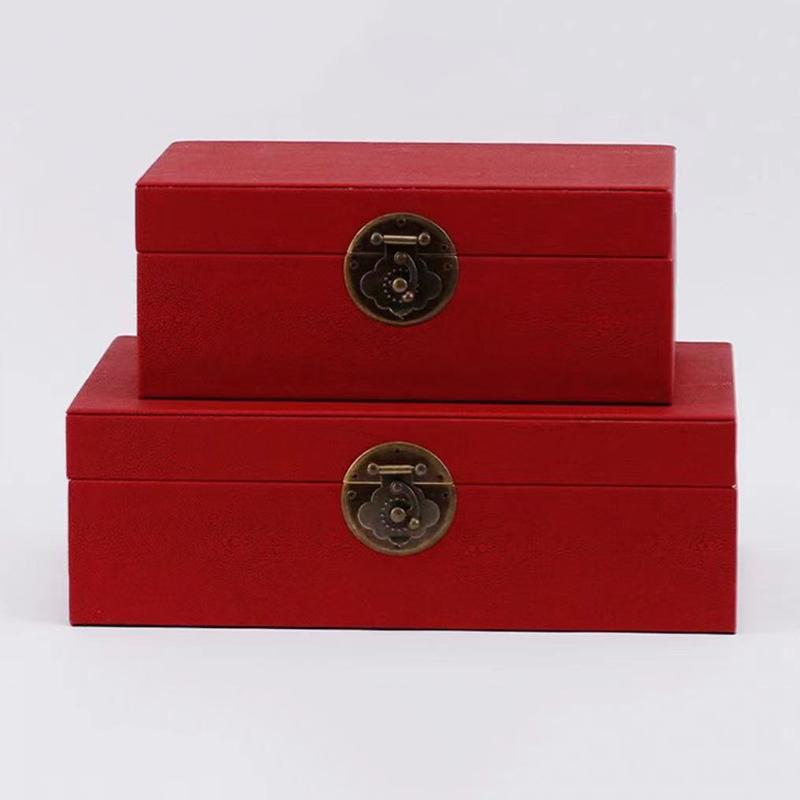 Chinese Style Lock Buckle Jewelry Boxes Leather Cosmetic Jar Dresser Table Desk Decoration Home Exquisite Jewelry Storage Jar
