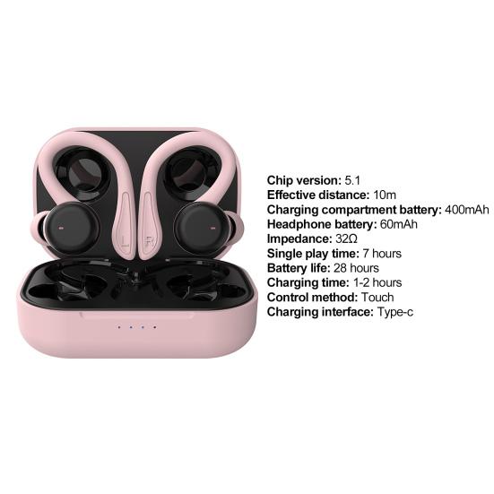 Bluetooth-compatible Earphones Ear Control IPX6 Waterproof Hook Touch Wireless Earbuds Sports Headset