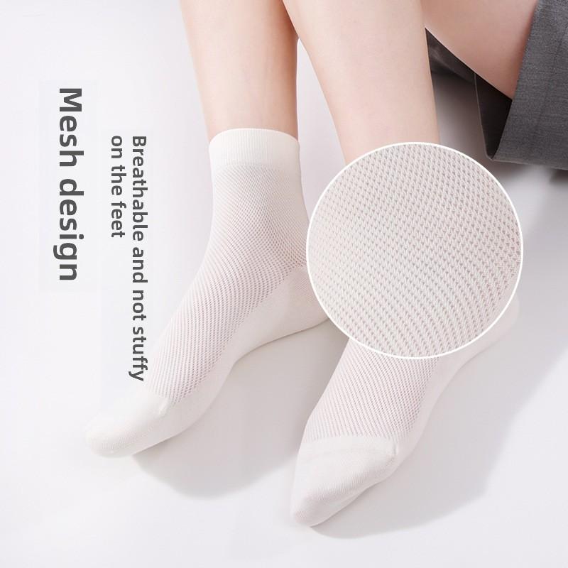 5 Pairs Mesh Summer Socks Short Tube Midtube Socks Mesh Breathable Antibacterial Summer Socks