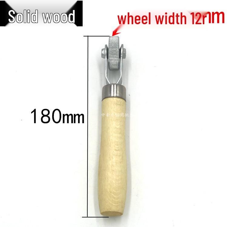 Tire Repair Tool with Wooden Handle and Wide Pressure Roller