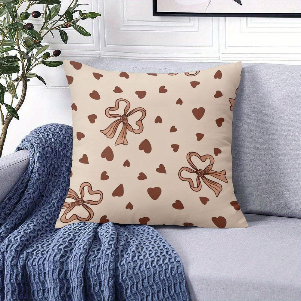 Blush Bow square Jacquard Pillow Cover for Sofa Office Waist Cushion Cover Home Decorative Pillowcase