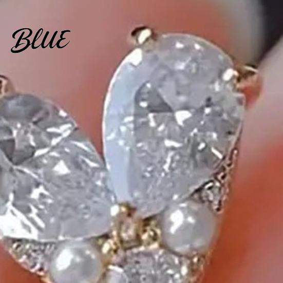 Faux Pearl Ear Studs Rhinestone Heart Artificial Diamonds Love Stud