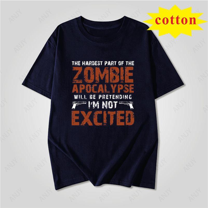Dark Style Zombie Apocalypse Text Printed Tshirt Fun Dark Style Unisex Loose Short Sleeved Shirt