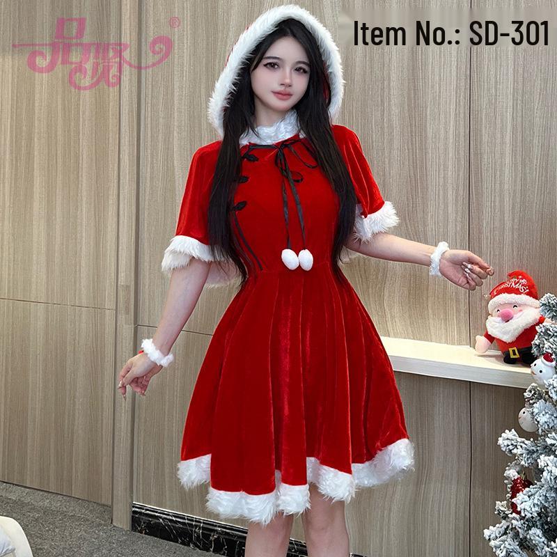 

2025 Золотий Оксамитовий Різдвяний Костюм Дівчини-Кролика - Сексуальний Костюм для Вечірки в Нічному Клубі One Size