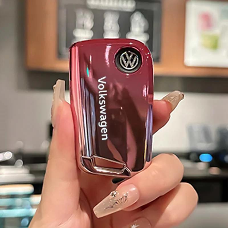 Valve Stems Caps For VOLKSWAGEN VW High-end Car Remote Key Case Cover Gradient Color TPU Fold Keyless Bag For VW Volkswagen Polo zg0