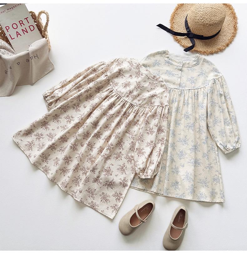 Autumn Forest Print Long Sleeve Dress for Girls - Casual Loose Fit Skirt for Toddlers & Children