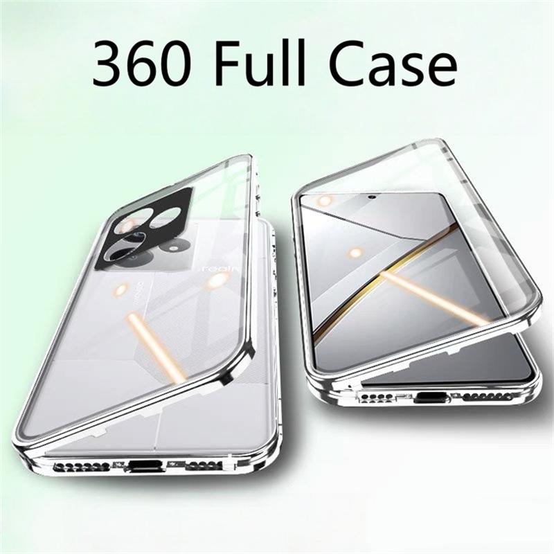 Coque Intégrale 360 Pour Realme GT 6 6T GT6 T Neo 6 SE 5G Double Face Adsorption Magnétique Métal Verre Trempé Housse de Protection pour Téléphone