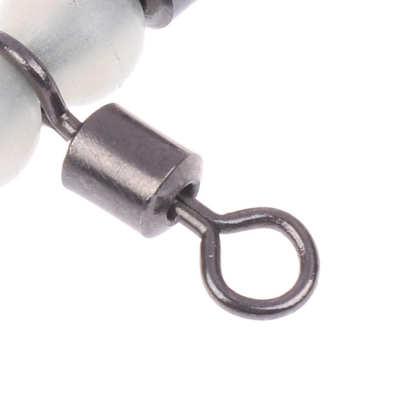 10Pieces Stainless Steel T-Turn 3 Way Fishing Connector Rolling Swivel Fishing Tackle Connector Luminous Beads Attract Fish