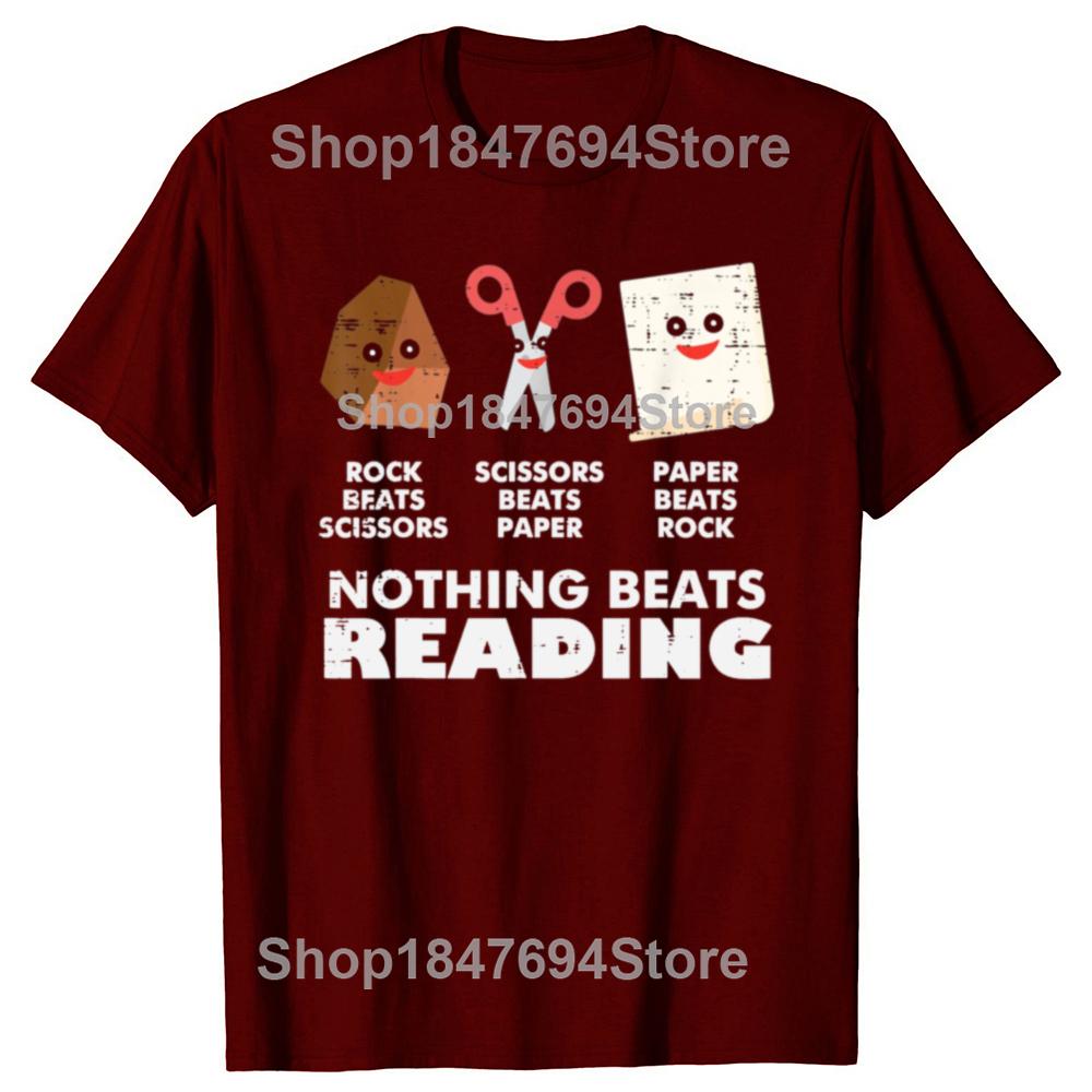 Funny Nothing Beats Reading Book Librarian100% Cotton T-shirts Men Fashion Casual Tshirt Loose Oversized Streetwear T Shirt