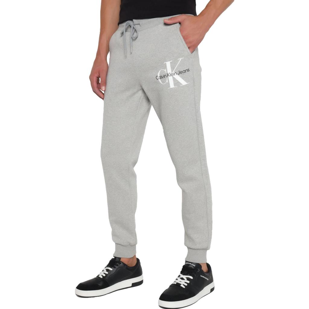 Calvin Klein Solid Color Letter Logo Print Cuffed Knit Sweatpants Men bottoms Gray 40GC202-082